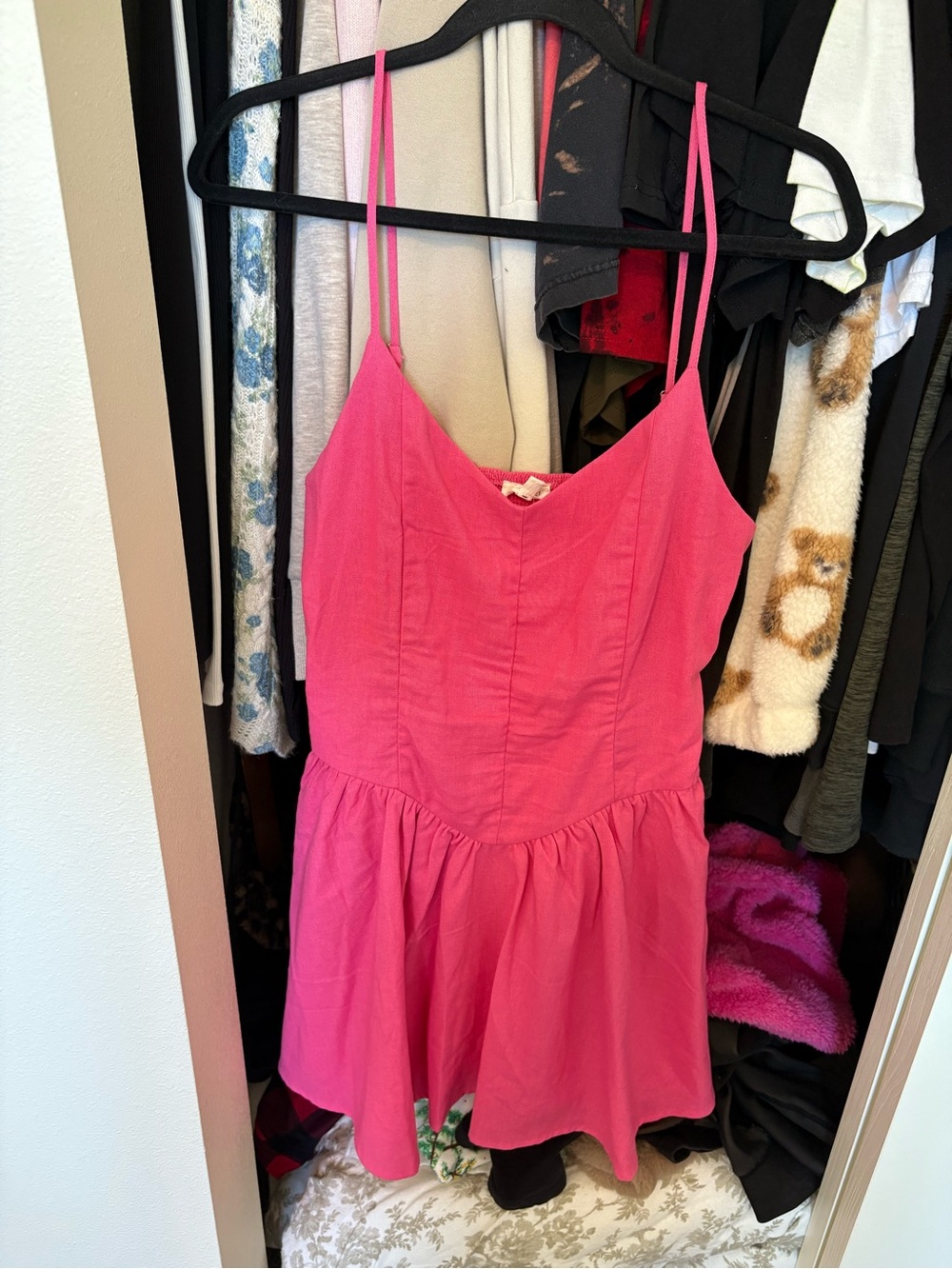 Girls' Hot Pink Sleeveless One-Piece Dress